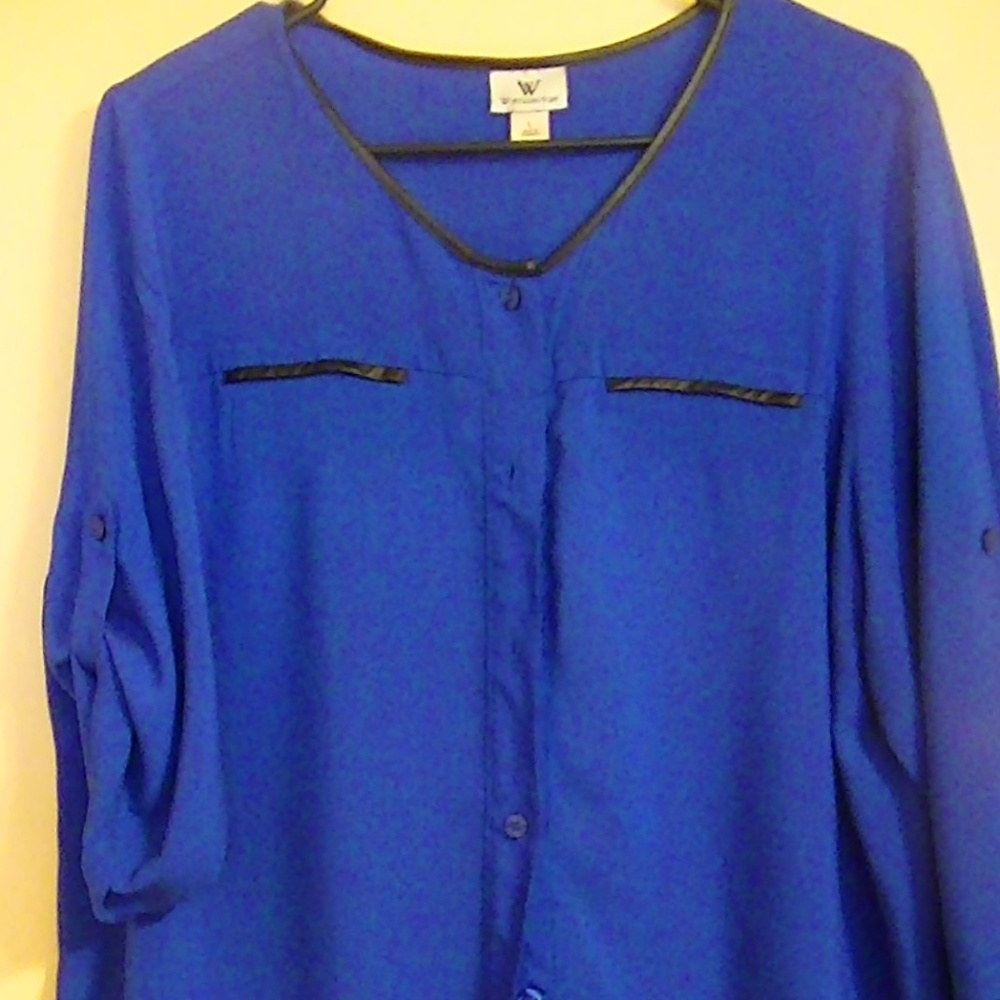 Worthington Ladies Blue 3/4 Sleeve 100% Rayon